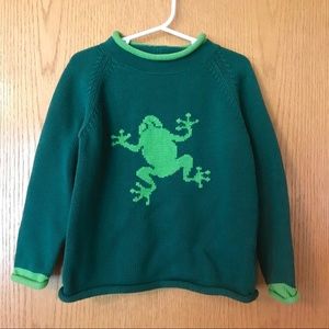 LL Bean green frog sweater 4t